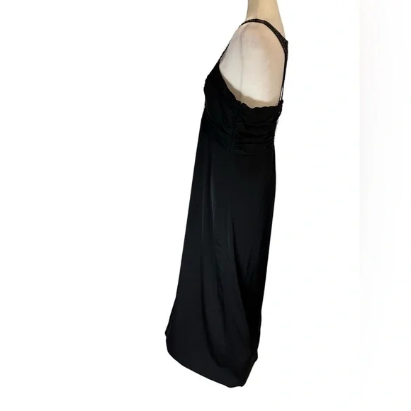 ANTONIO MELANI Black Sheath Maxi Dress Sweetheart Neckline 100% Silk Size 12 ANTONIO MELANI Black Sheath Maxi Dress Sweetheart Neckline 100% Silk Size 12